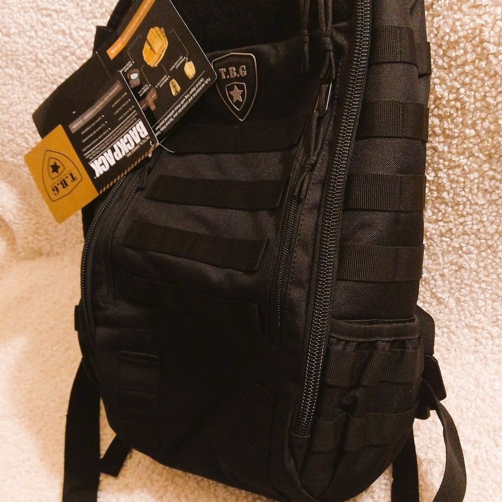 NWT TBG Tactical Baby Gear Black Diaper Backpack Bag w/ Built-in Changing Mat